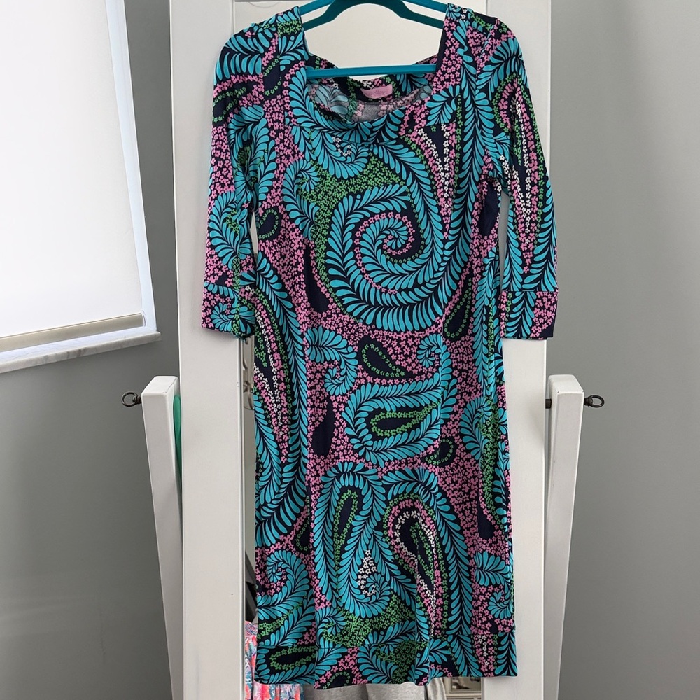 Lilly Pulitzer Vibrant Blue and Pink Long Sleeve Dress